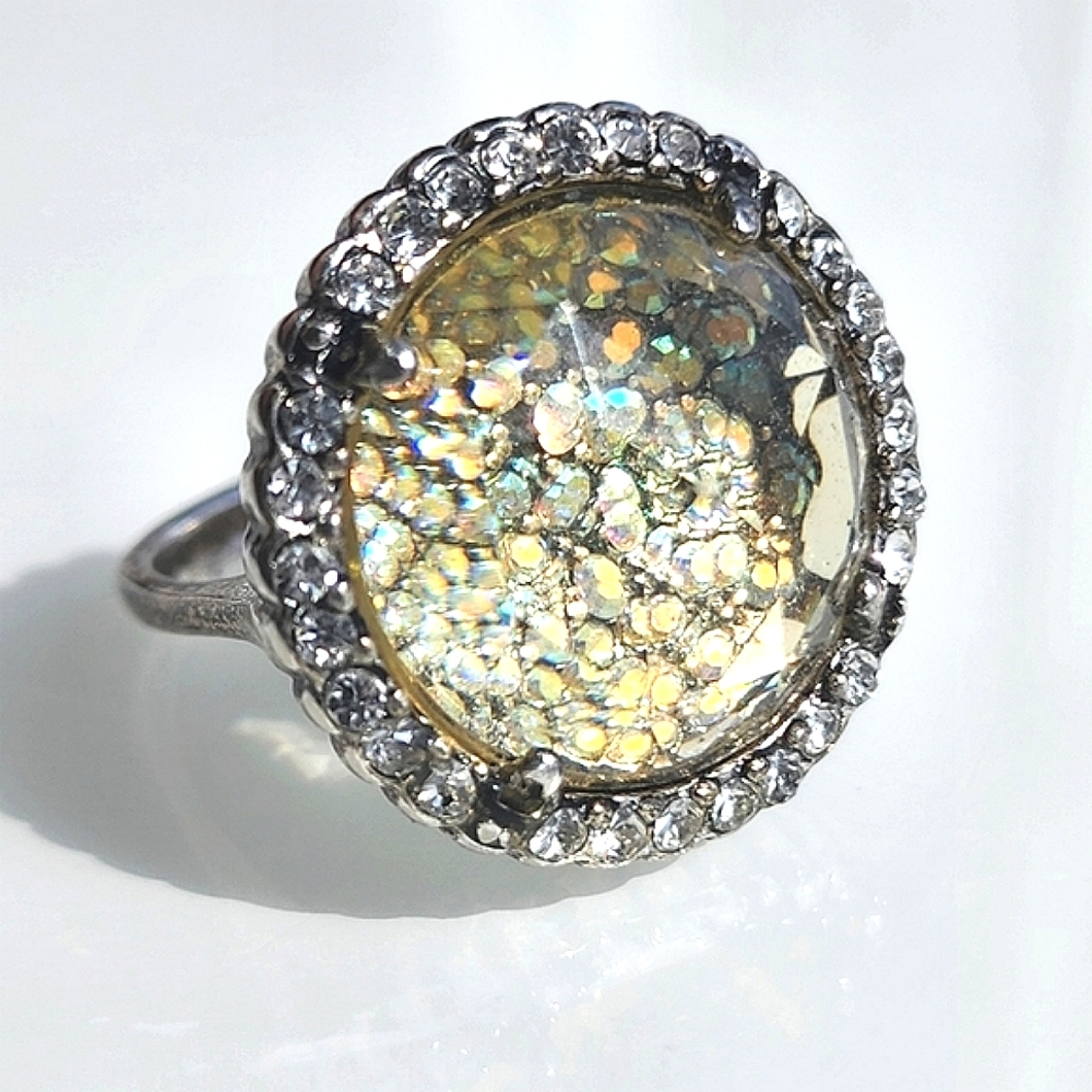 Premier Designs "Sublime" halo cocktail statement ring size 7